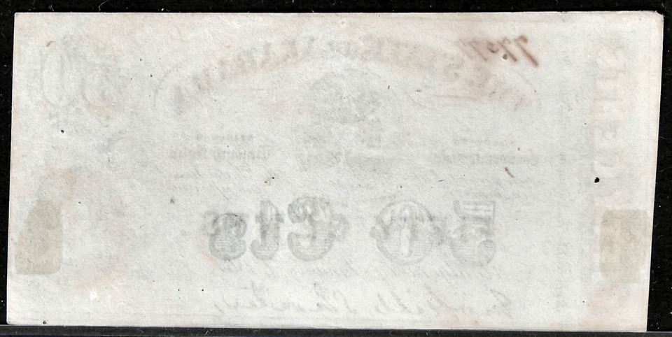 1863 Confederate States of America Alabama 50¢ Cents Note Crisp UNC Radar #77577 - Image 2 of 2