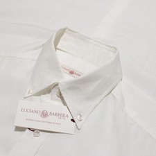 Luciano Barbera NWT Casual Button Down Shirt Size M in White Cotton  Linen