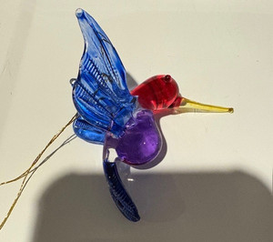  Small Glass Hummingbird Christmas Tree Ornaments  blue purple red