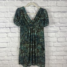 Eliza J New York Short Sleeve V Neck Boho Earthy Fairycore Summer Dress Size 6