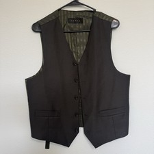 Vinci Men's Formal Vest 38R Black Solid 65 Polyester 35 Rayon Regular