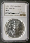 2011 $1 American Silver Eagle Dollar NGC MS69