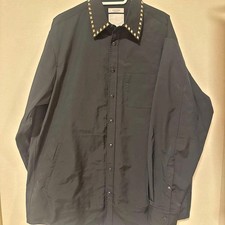 VALENTINO Black Long Sleeve Shirt with Gold Studs Size 48
