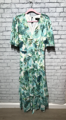 Lane Bryant, Women Plus 18, Green/White Mesh Floral Short Sleeve Maxi Dress  | eBay