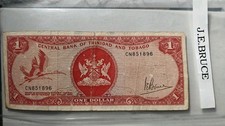 Trinidad and Tobago 1964 One Dollar Circulated Banknote. Bruce signat CN851986