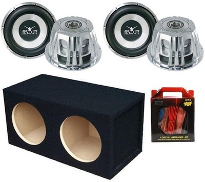 Absolute ST-1500 2000 Watt 10'' Car Subwoofer + Double Sealed Enclosure Box + 8