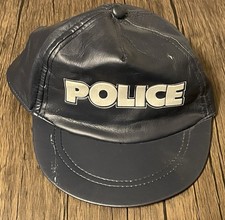 Vintage Kids Faux Leather Police Baseball Style Stretch Cap Hat Manley Toys Ltd