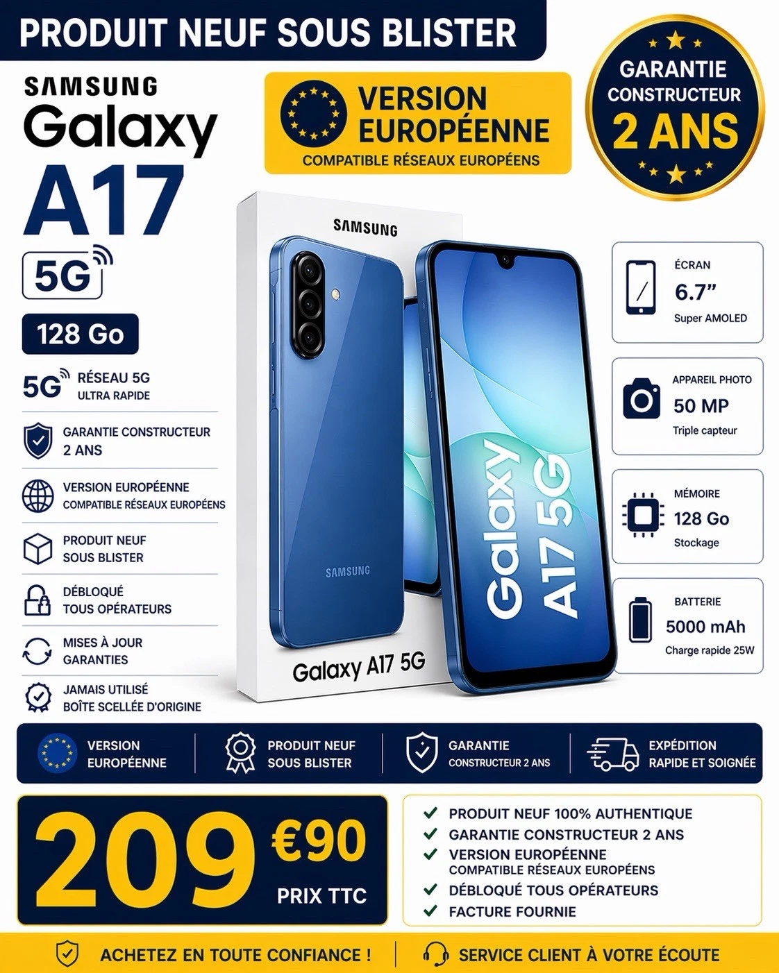 Samsung Galaxy A17 5G 128 GB Blue - EU - New