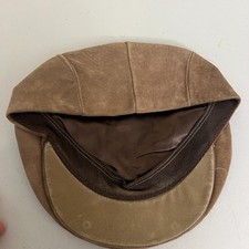 Country Gentleman Suede Newsboy Cap Hat Tan Snap Front Made In USA Size L