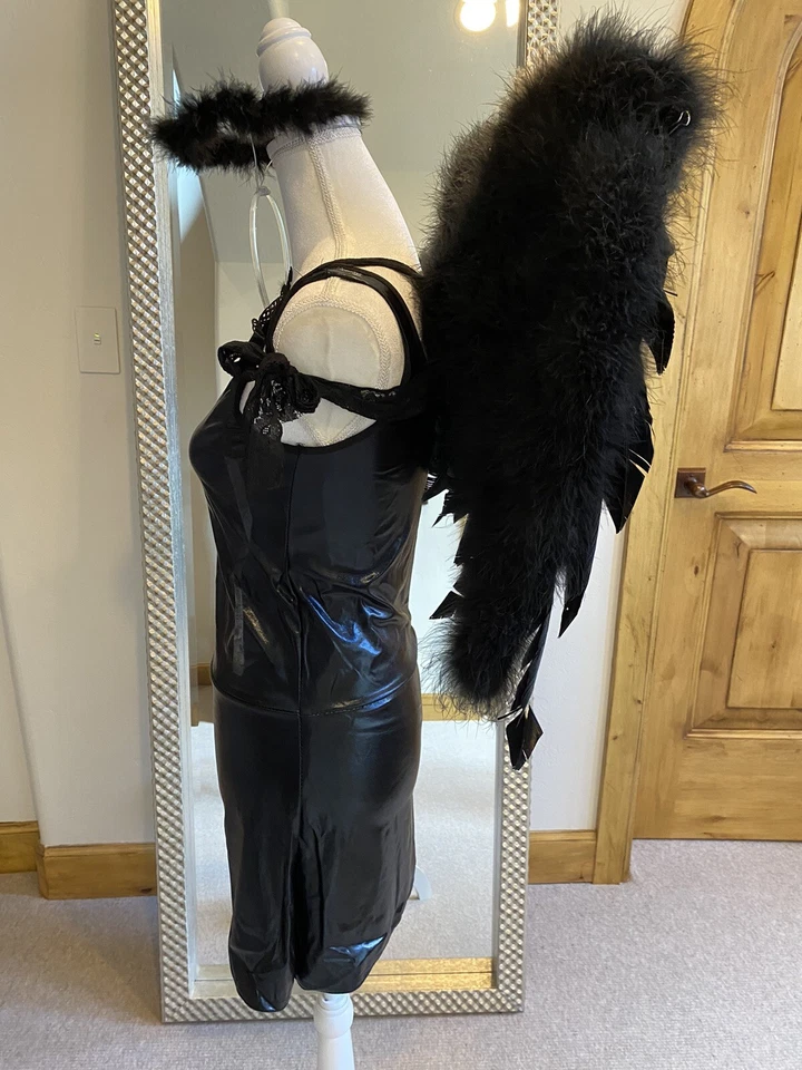 Disfraz Ángel Oscuro Mujer - Premium con alas, vestido, máscara y halo Talla SML/MED Foto 4 de 4