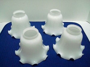 Ceiling Fan Light Shade White Gl Bell Shaped Ruffled Edge Light Shade White Gl Bell Shaped