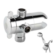 3-Way ABS Bathroom Shower Head Diverter Valve Sprayer Arm Mount Water Separator