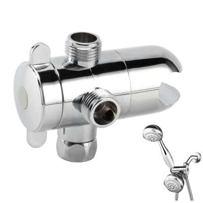 #ad 3 Way ABS Bathroom Shower Head Diverter Valve Sprayer Arm Mount Water Separator $8.36