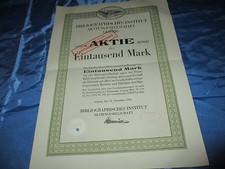 histor.  AKTIE  , Bibliographisches Institut LEIPZIG  1921 // 1000 Mark ,# 5667