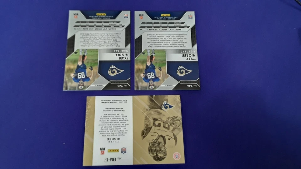 2016 TYLER HIGBEE AUTO #24/49 ELITE BLUE + 2 SILVER PRIZM RC MT RC  - Image 3 of 3