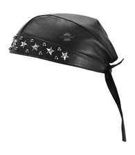 Motorbike Real Leather Head Warp Studded ROCK BANDANA Zandana Black SKULL CAP