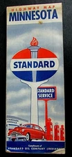 Old 1940's Standard Oil of Indiana Vintage Gas Station Highway Map of Minnesota