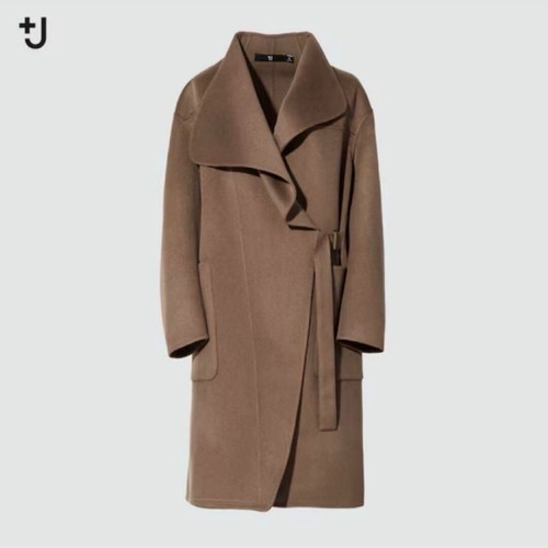 Uniqlo Jil Sander Cashmere-blend collarless coat Women Brown XS S M L XL XXL - 第 1/11 張圖片