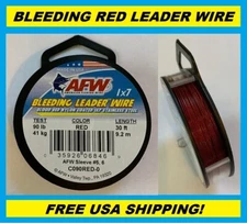 AFW American Fishing Wire Bleeding Leader Wire 1x7 Stainless Steel, 90LB-30FT