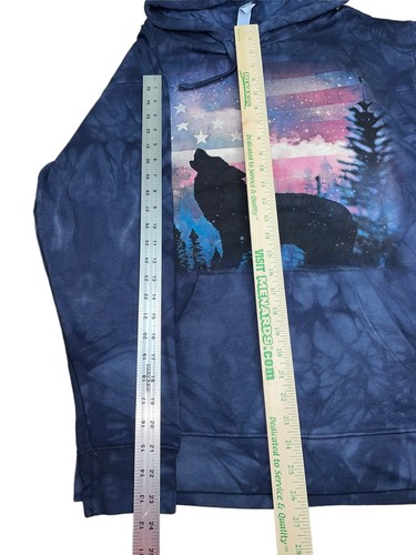 The Mountain Wolf Flag Hoodie Sweatshirt Adult Unisex Size S Navy Tie Dye - Picture 5 of 8