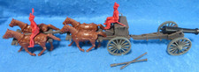Classic Toy Soldiers ALAMO/NAPOLEONIC 4 horse Limber and Howitzer Red crew
