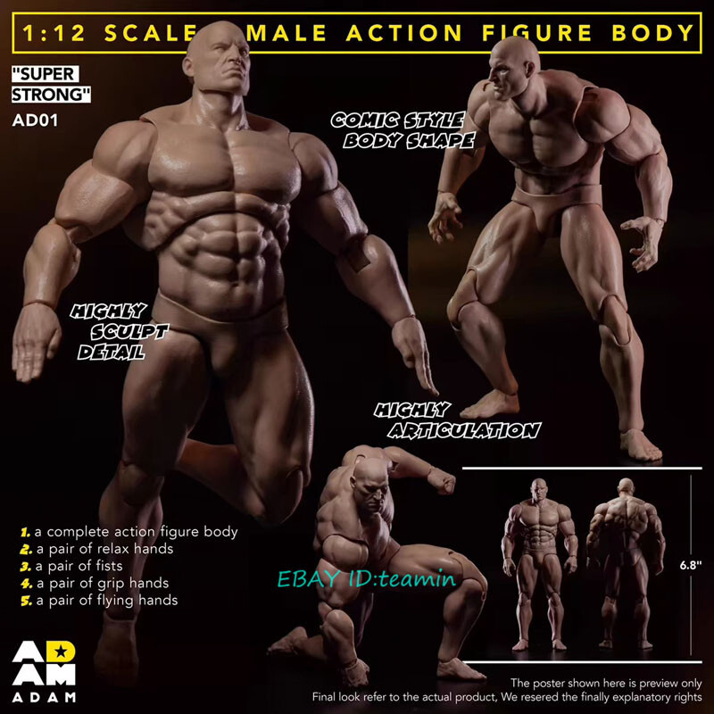 ◆ Fitness Body フィットネスボディーDark アクションフィギア Muff Toys ADAM AD01 Strong Man Body 1/12 Action Movable Figure