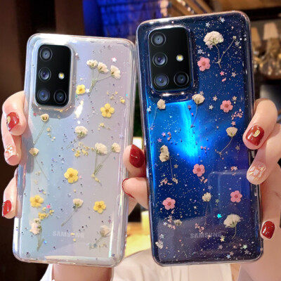 For Samsung Galaxy S21 A51 A71 S20 A21S A31 Dried Flower Clear Soft Case Cover