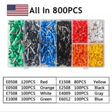 800PCS Cable Cord Pin End Bootlace Ferrule Terminal Set Wire Crimp Connectors