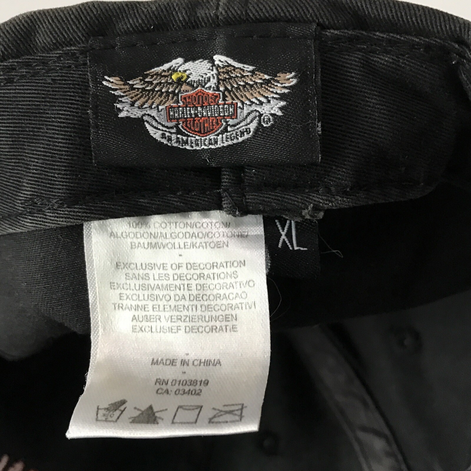 Harley Davidson  Fitted Cotton Ball Cap with Embroidered Logo XL Distressed