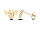 9ct Yellow Gold on Silver Simulated Diamond Bumble BEE Stud Earrings