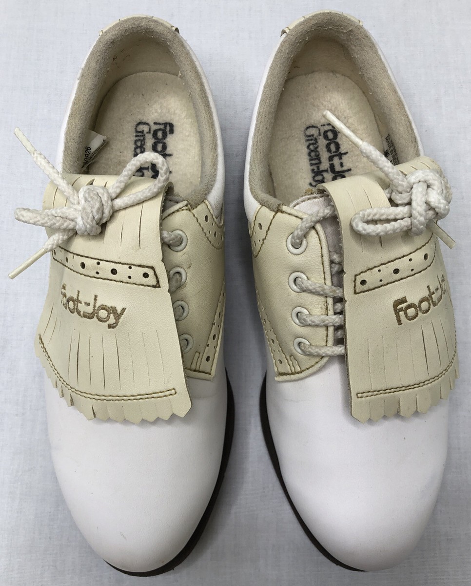 Footjoy Spiked Golf Shoes Womens Size 5M White & Ivory Soft Spikes
