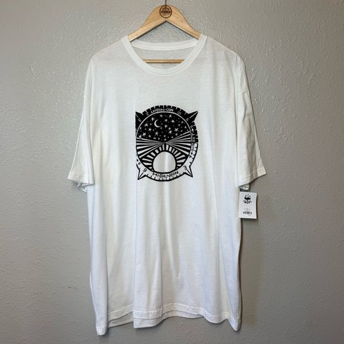Slow Loris Time Dial Graphic Tee Shirt Moon Stars Sun White Size 3X Large