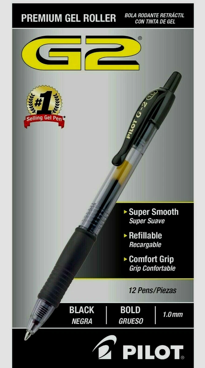 Pilot G2 Premium Gel Roller Pens, Ultra Fine Point 0.38 mm, Black Ink, 2 Ea