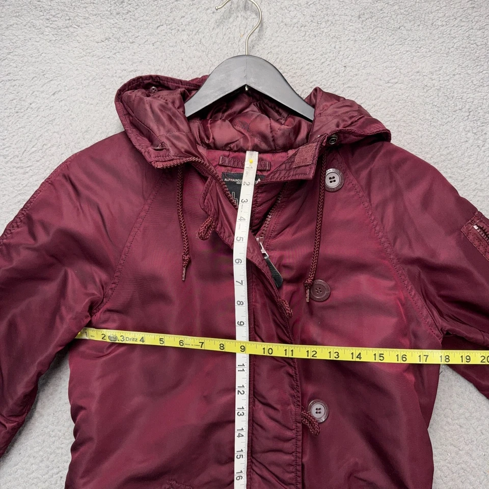 Alpha Industries Parka Jacket Womens Small Red Full Zip Long Lined Hood Outdoor - Image 2 of 4