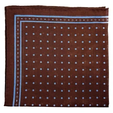 Brown Polka Dot Wool/Silk Pocket Square (Hand-Rolled in England)