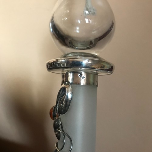 Oil Lamp Sterling Silver Amber mounted frosted glass tall Art Nouveau light old - Picture 20 of 23