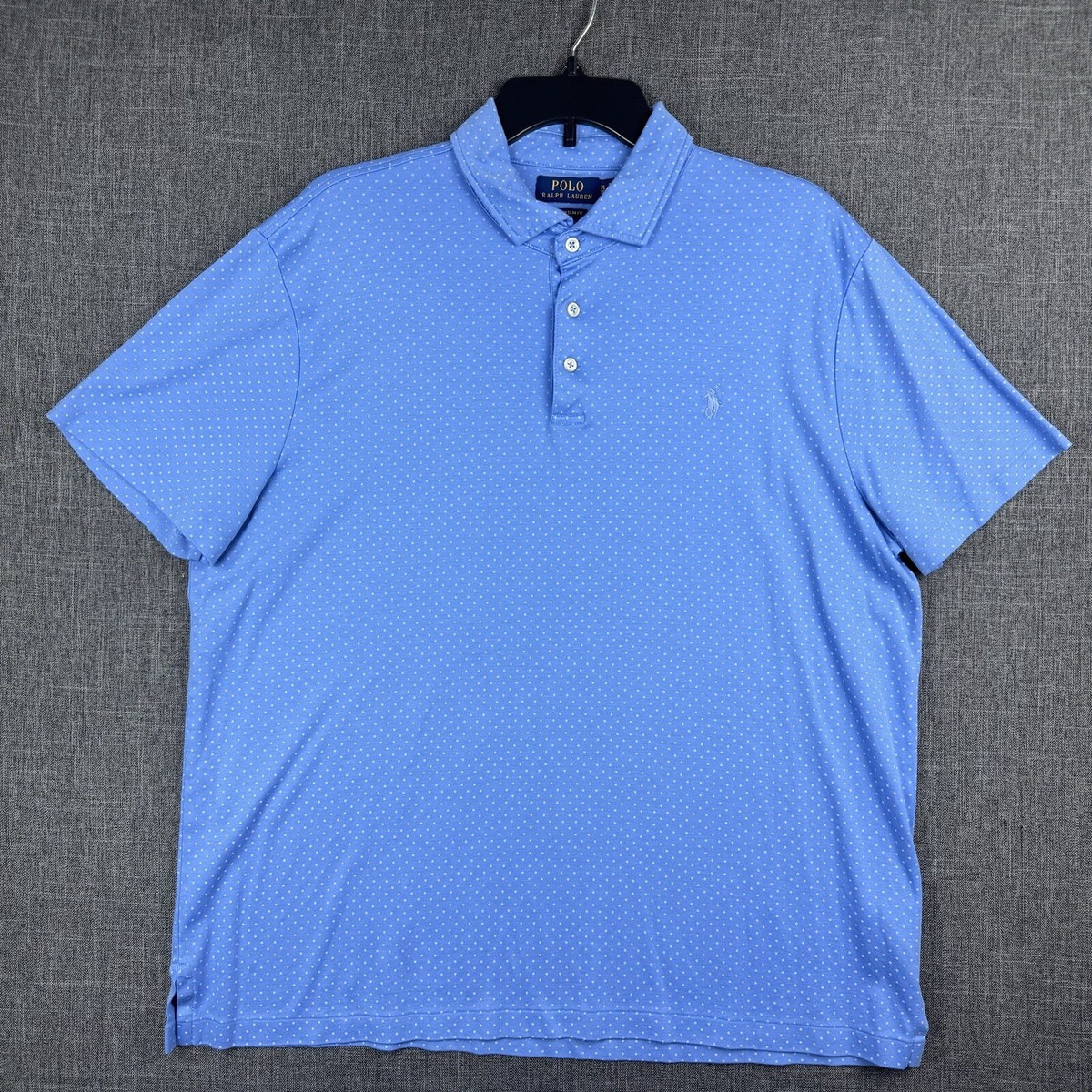 Polo Ralph Lauren Mens Polo Shirt Custom Slim Fit Polka Dot Casual Golf XL  Blue
