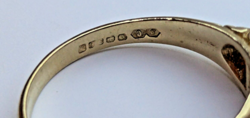 9ct Yellow Gold Ring Purple Blue Amethyst & Colourless Diamonds Ring Size O 1/2 - 第 7/11 張圖片