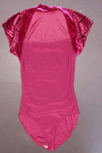 Wine cotton spandex Leotard attached Velvet shrug XLCh Dance Ballet - Picture 4 of 8