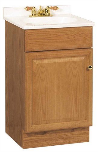 RSI Richmond 18-1/2 in. W x 16-1/4 in. D Bath Oak Vanity w/ Cultured Marble Top - Picture 3 of 4