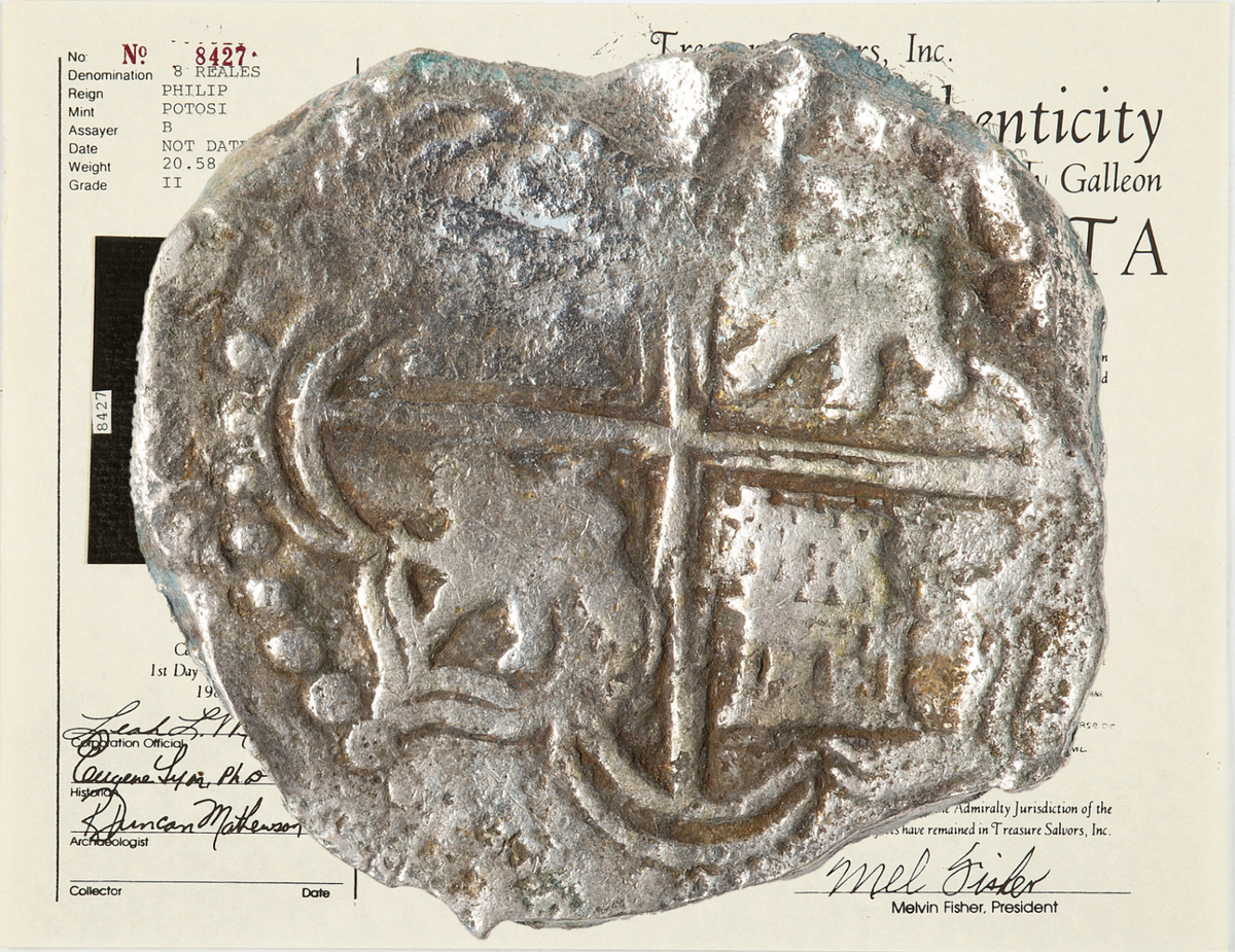 MEL FISHER COA & TAG 1622 FLEET GRADE II SANTA MARGARITA 1622