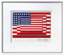 Richard Pettibone 2001 Unique Appropriation Jasper Johns 1958 Flags Signed Dated