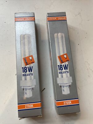 Lot of 2 Osram dulux-d-18-827 g24d-2 bulb dulux d 18w 1200lm 2700k/827 - 2 pins