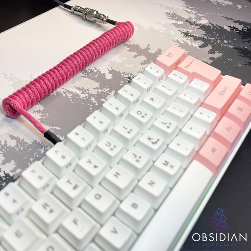 Custom Coiled Aviator GX16 USB-C Mechanical Gaming USB Keyboard Cable 4ft - Pink - Picture 2 of 6