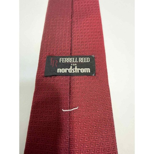 Ferrell Reed For Nordstrom Silk Tie Red Geometric Silver Tipping - Picture 7 of 14