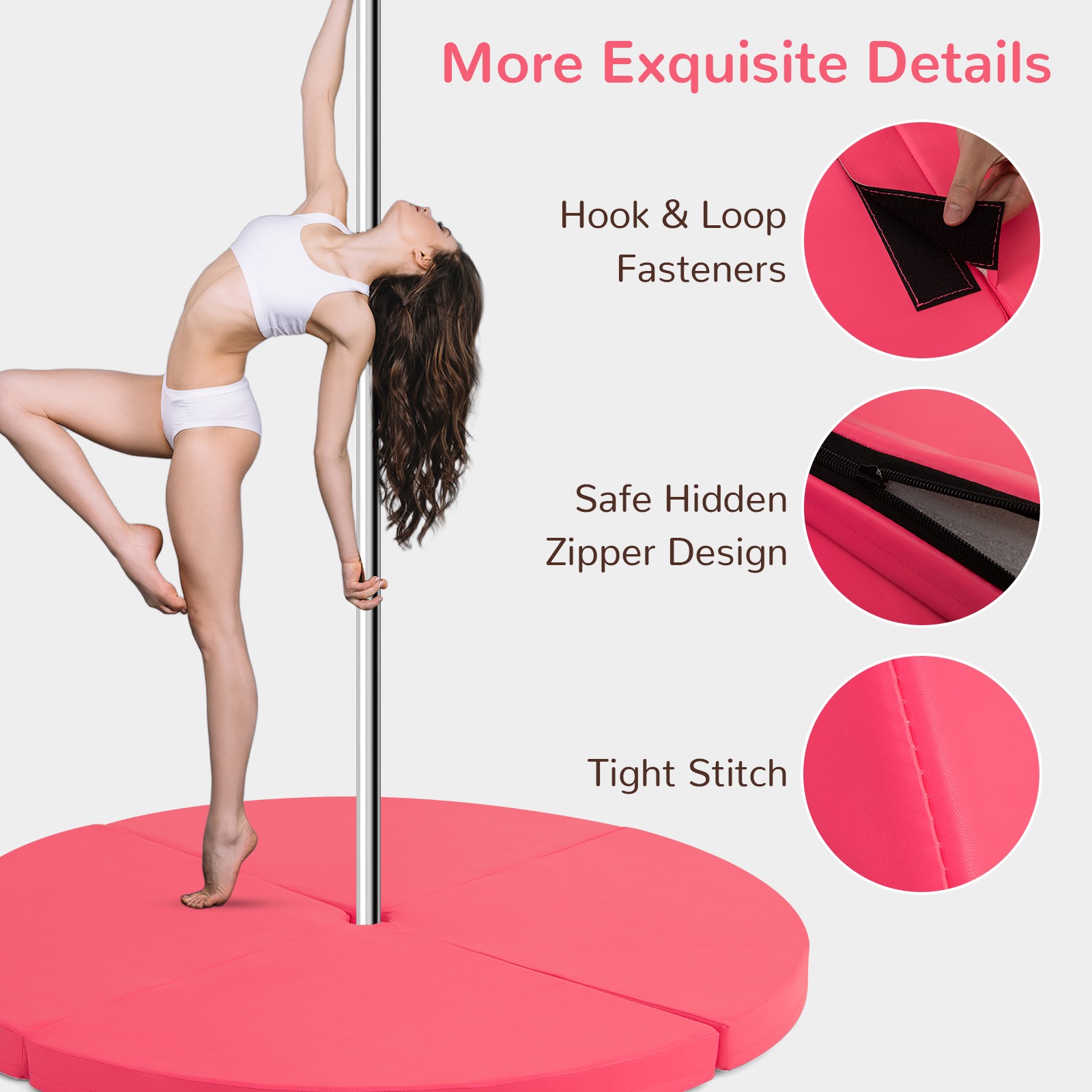 Pole Dance Crash Mat Round Portable Yoga Mat w/ EPE Foam Safety Dancing Cushion