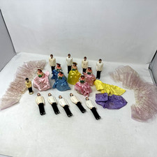 Vtg Bridesmaids Groomsmen Ring Bearer Cake Toppers Wedding 4.5" Lot x 16 READ