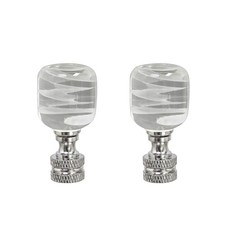 Aspen Creative 24010-12 Clear White Cloud Glass Lamp Finial In Nickel Finish 2