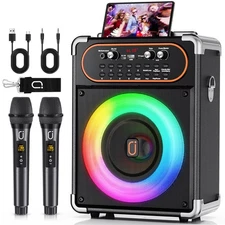 JYX Home Party karaoke Machine +2 Wireless Microphones Cool Disco Light Shown US