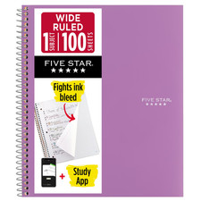 Five Star 1-Subject Spiral Notebook: 8 in. x 10-1/2 in. Amethyst 05200-AM